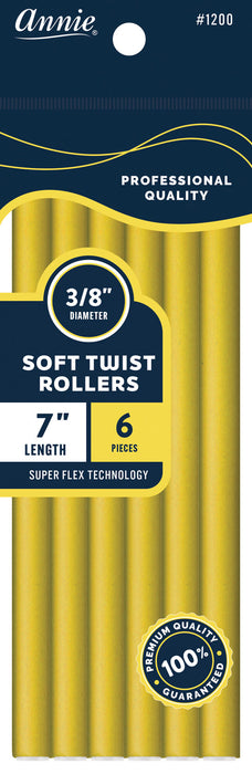 Soft Twist Rollers 7"Long / Yellow 6Pc #1200 (6 PACKS)
