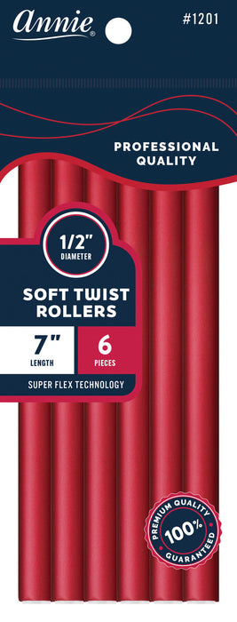 Soft Twist Rollers 7" Long / Red 6Pc #1201