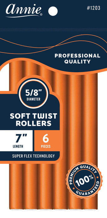 Soft Twist Rollers 7" Long / Orange 6Pc #1203 (6 PACKS)