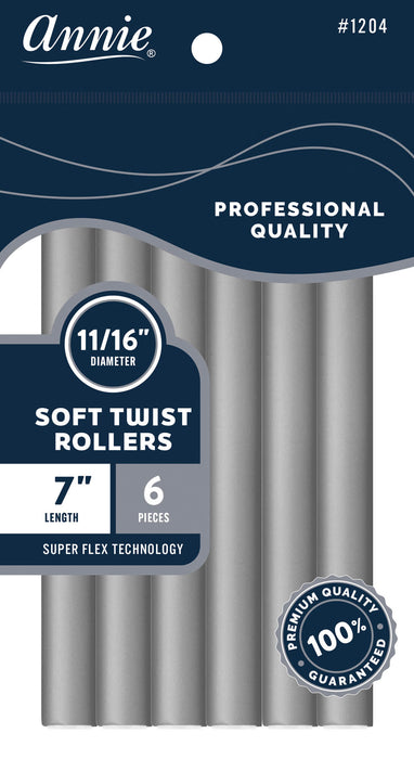 Soft Twist Rollers 7" Long / Gray 6Pc #1204 (6 PACKS)