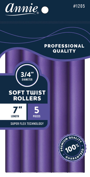 Soft Twist Rollers 7" Long / Purple 5Pc #1205