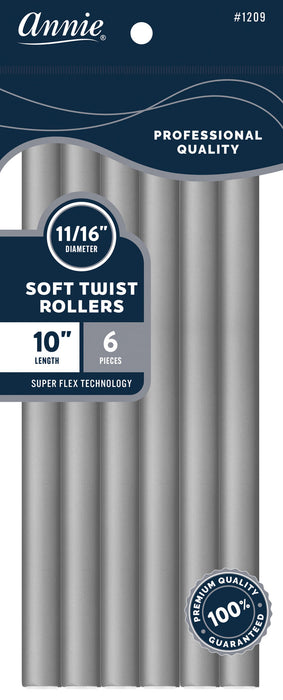 Soft Twist Rollers 10" Long / Gray 6Pc #1209 (6 PACKS)