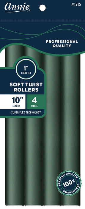 Soft Twist Rollers 10" Long / Dark Green 4Pc #1215