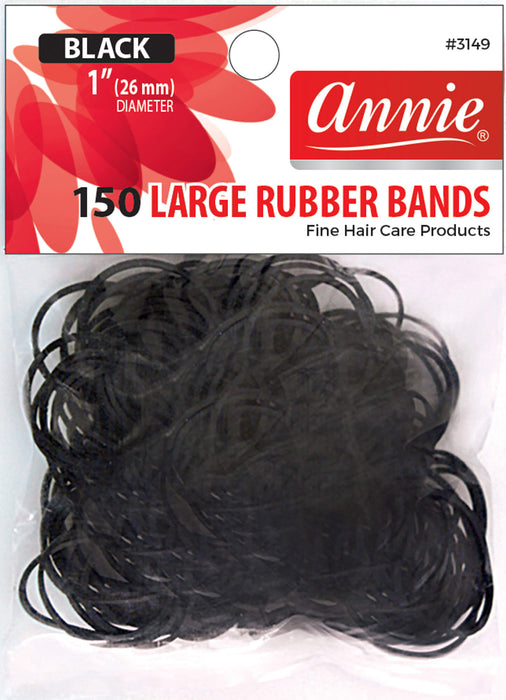 Salon Rubber Bands Size Large / Black 150Pc #3149