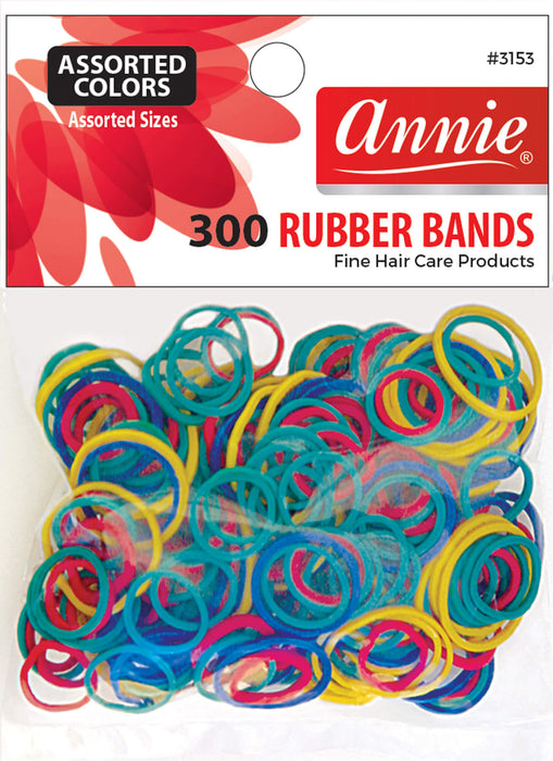 Salon Rubber Bands / Assort Color & Size 300Pc #3153 (12 PACKS)