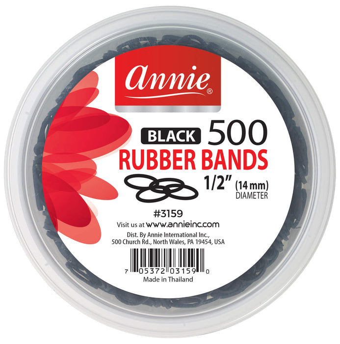 Salon Rubber Bands 500Pc / Black #3159 (6 PACKS)