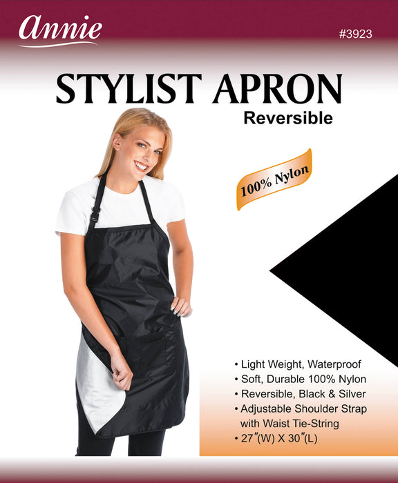 Reversible Stylist Apron Waist-Tie String / Black & Silver #3923