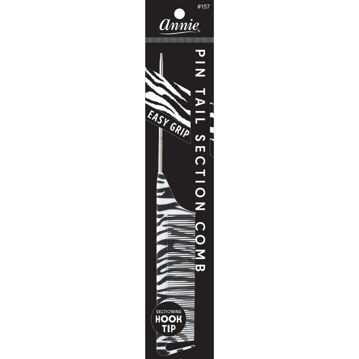 Pin Tail Section Comb - Zebra Print Assort (12 PIECES) #157