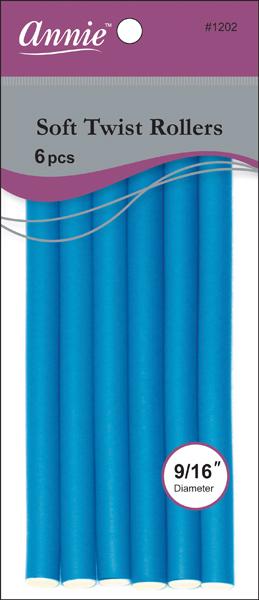 Soft Twist Rollers 7" Long 6Pc Blue #1202 (6 PACKS)