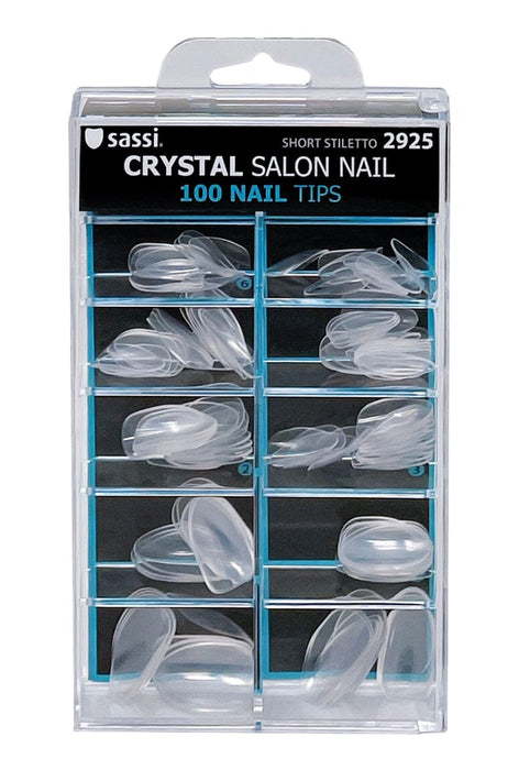 Sassi Crystal 100 Salon Short Stiletto Nail Tip #2925