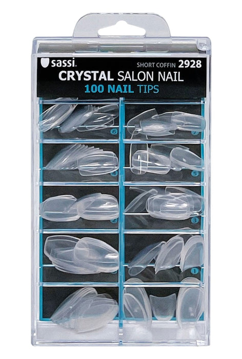 Sassi Crystal 100 Salon Short Coffin Nail Tip #2928