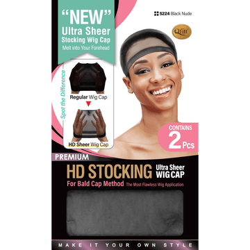 HD Ultra Sheer Stocking Wig Cap / Black Nude #5224 (12 PACKS)