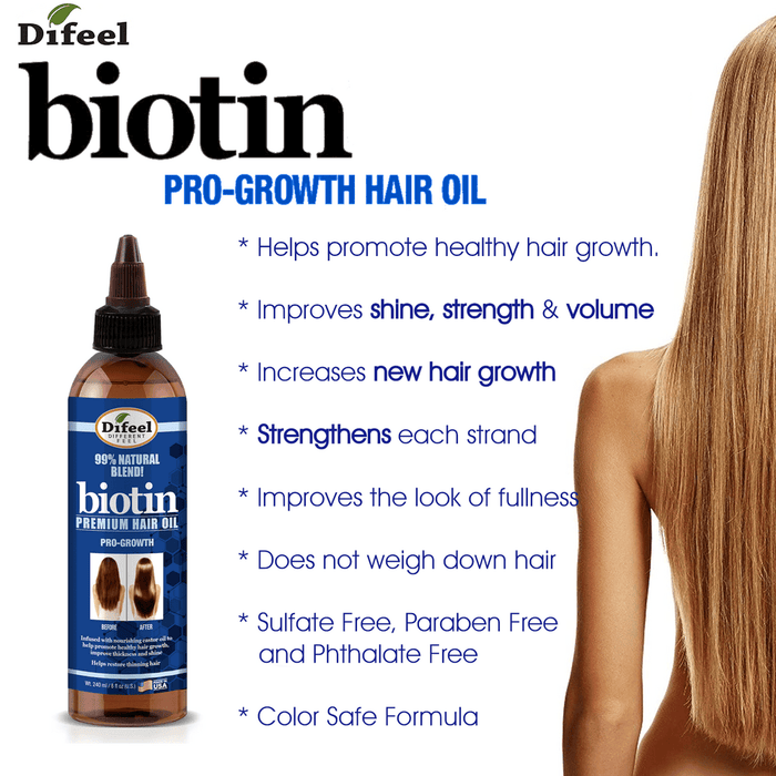 Difeel 99% Natural Premium Hair Oil Biotin Pro-Growth 8oz