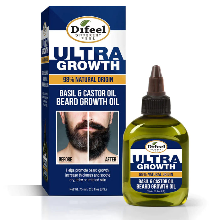 Difeel Mens Ultra Growth Basil & Castor Beard Growth Oil 2.5oz