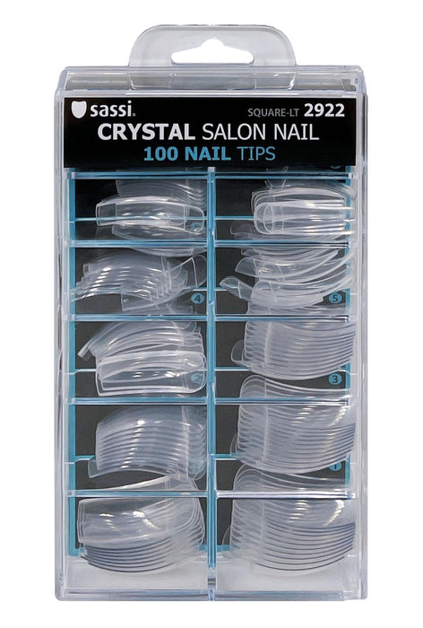Sassi Crystal 100 Large Square Salon Nail Tips #2922