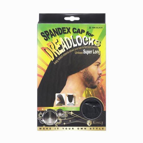 Spandex Cap For Dreadlocks Super Long / Black #706 (12 PACKS)
