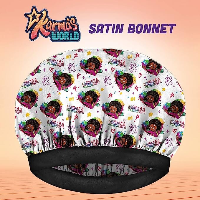 Karma's World Satin Bonnet / White & Pink #1003