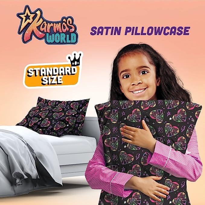 Karma's World Satin Pillowcase / Black & Pink #1104