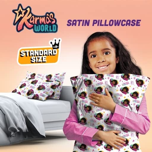 Karma's World Satin Pillowcase / White & Pink #1105