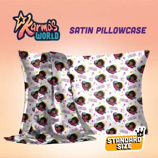 Karma's World Satin Pillowcase / White & Pink #1105