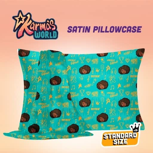 Karma's World Satin Pillowcase / Teal #1108