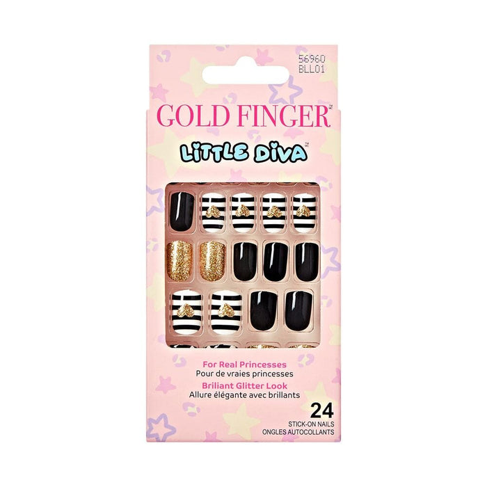 Gold Finger Little Diva Fake Nails For Kids #BL