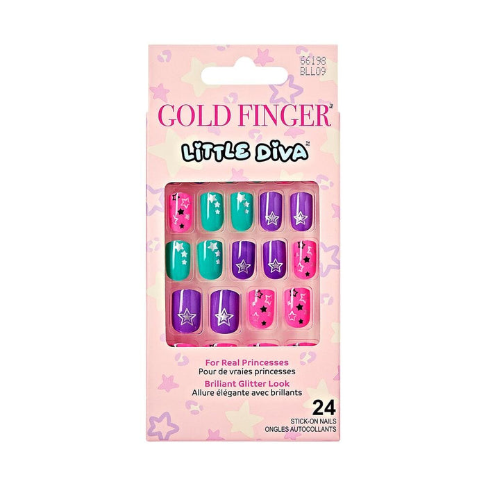 Gold Finger Little Diva Fake Nails For Kids #BL