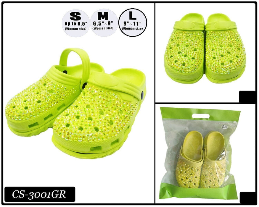Fashion Rhinestone Clog Slippers #CS3001GR